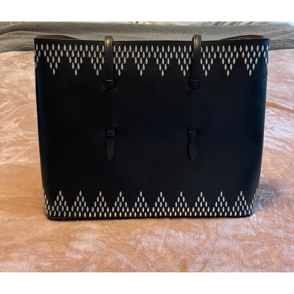 Alaia Handbags - Alaia Paris Black Leather Studded Tote Bag Silver Studs Shopper Mirror